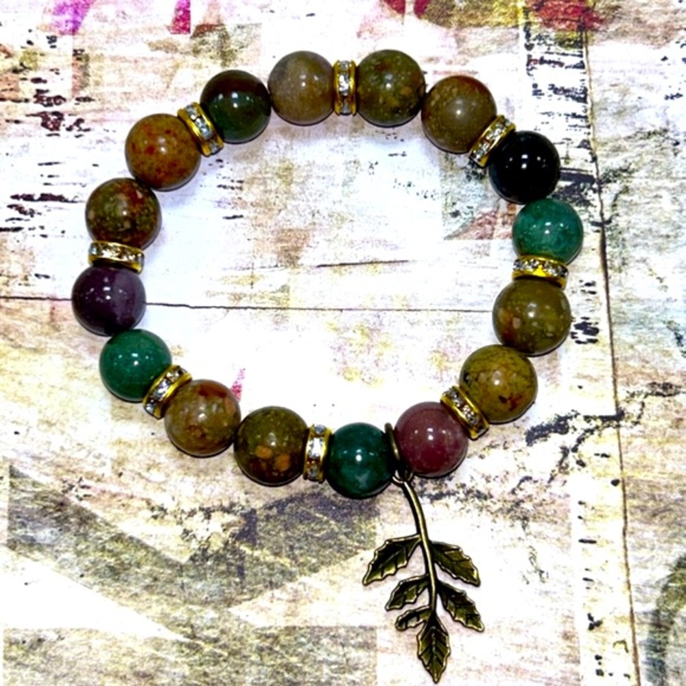 Handmade Tree Branch Charm Bracelet with Natural Indian Agate Stones!